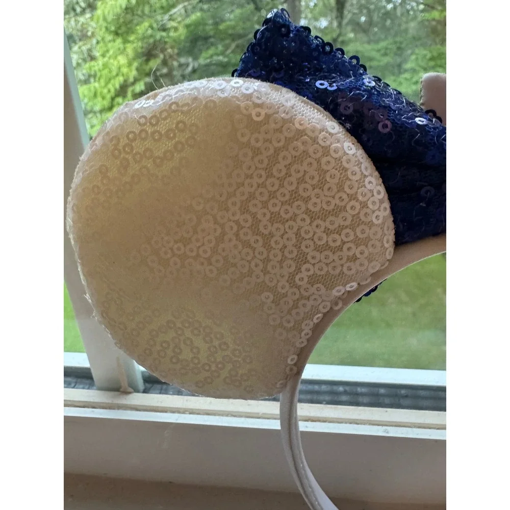 Handmade Disney Cruise Inspired Nautical Mickey Mouse Ears Headband Sequin Bow